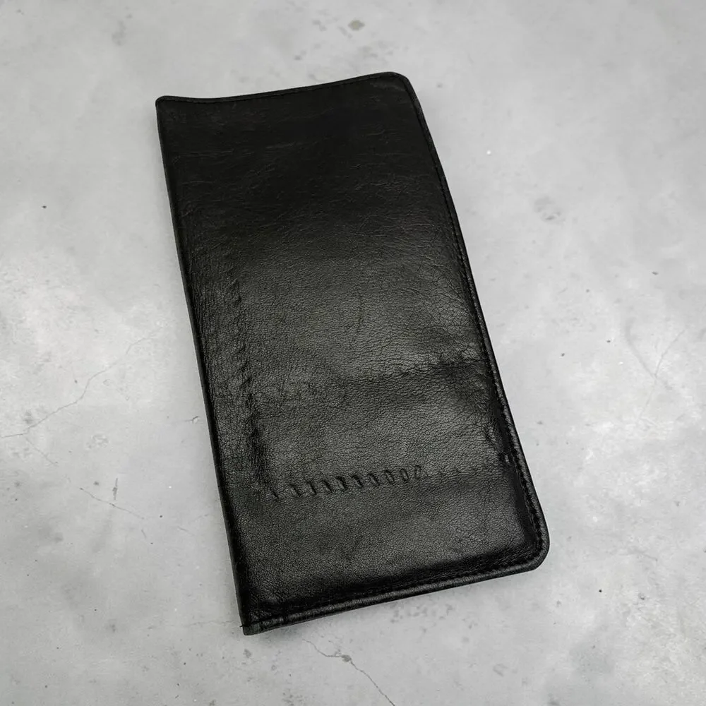Winn International Lamb Leather Passport Travel Wallet Boarding Pass Black